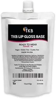 TKB Lip Gloss Base (Flexagel)| Clear Lip Gloss Base for DIY Lip Gloss| Ready-to-Wear| Moisturizing, High Shine, Crystal Clear, Vegan, Gluten and Cruelty free| Made in USA (15oz (425g))