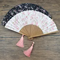 在飛比找蝦皮購物優惠-無莜日本櫻花棉布小扇子日式和風小物伴手禮手工折疊竹扇隨身攜帶