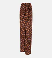 [Dries Van Noten] Dries Van Noten Polka-dot gathered silk maxi skirt AU 10 brown