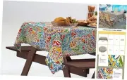 Outdoor Tablecloth with 60" X 84"-Rectangle with Hole and Zipper Paisley Multi