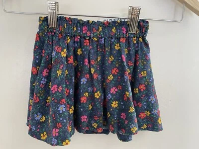Old Navy Baby Girls Colorful Floral Cotton Elastic Pull On Skirt Navy 18-24 M