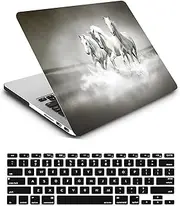 Case Compatible with New MacBook Air 13.6 inch 2022 Release A2681 M2 with Liquid Retina Display and Touch ID, Plastic Laptop Hard Shell Protective Case & Keyboard Cover Skin - White Horse