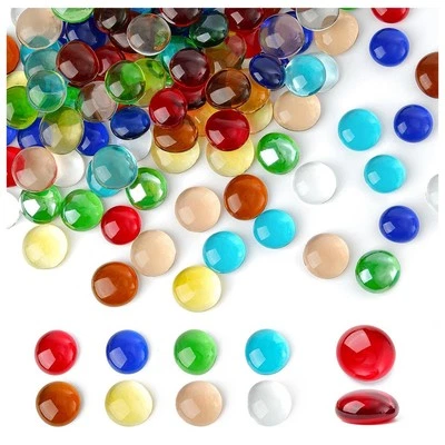 3X( Glass Gems, Mixed Colour Mancala Stones Flat Bottom Marble Beads for2385