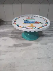 Pioneer Woman Cake Stand Teal Melamine Pie Cake Plate Scalloped