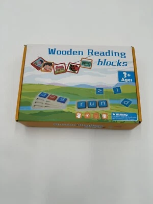 Reading Game Fun To Learn Educational Wooden Blocks Set Flashcards Markers