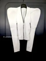 *NEW* $5K RICK OWENS RARE RUNWAY KUNST BIKER LEATHER JACKET SS22 (WHITE, 38)
