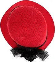 [NIYANGLE] Black Bonnets for Women Brimmed Baseball Hats for Woman Wedding Bride Hat Sunscreen Bucket Hat Women Bridal Caps Hiking Hats for Women Festival Women Church Hats Beanie Mesh Red