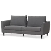 Kavan 3 Seater Fabric Sofa - Graphite Grey with Black Leg