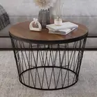 Round Coffee Table with Metal BaseSmall Modern Accent Table 23.5 W x 15 H