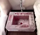 Pink Rose Quartz Stone Wash Basin Vanity Top Kitchen Vessel Sink Handmade Decor