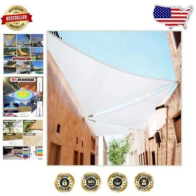 Custom 9' x 10' Right Triangle White Sun Shade Sail - UV Resistant Canopy