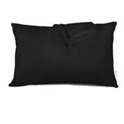 2 Pack Standard Pillow Case Hotel Quality Pillowcase 1800 TC Black