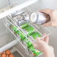 在飛比找Yahoo!奇摩拍賣優惠-雙層易開罐整理架 創意 冰箱 易拉罐 收納架 滾動 整理架 