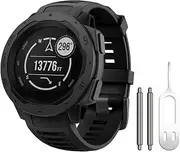 [ANCOOL] Compatible with Garmin Instinct Watch Band Soft Silicone Watch Bands for Garmin Instinct Smartwatch for Women for Men (Black)