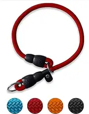 Mystercome Red Nylon Dog Collar, Slidable Stopper, Medium, Small Medium Large Dogs