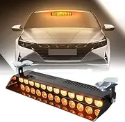 12Leds Amber Dash Strobe Lights Emergency Warning Strobe Lights 17 Modes With Suction Cups Base for Snow Plow, Trucks, Construction Vehicles