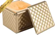 Mini Loaf Pan with Lid, Non-Stick Aluminum Square Toast Box Bread Pan