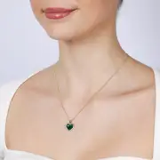 9ct Yellow Gold Natual Malachite Heart Pendant, No Chain