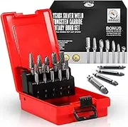 Premium–Grade Die Grinder Bits Tungsten Carbide Burr Set 1/4" Shank 10PC Double Cut Rotary Files Milwaukee Dewalt Accessories Drill Bits for Metal Grinding Cutting Burrs + Gifts 4PC M2 Screw Extractor