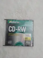 Memorex CD-RW X 80 Min 700 MB Rewritable CD 4X Multi Speed With Slim Jewel Cases