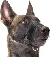 Nylon Soft Dog Muzzle, Anti-bit, Anti-bark, Anti-chew, Adjustable Ring (xl, Black) Red L