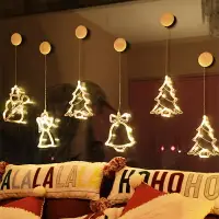 在飛比找樂天市場購物網優惠-led圣誕節場景布置燈飾品吸盤掛燈店鋪櫥窗玻璃星星雪花掛件裝