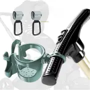 2-In-1 Stroller Cup Holder with Hooks - Upgraded PA Material, Universal Fit f...