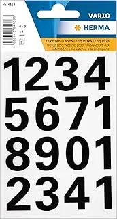 Herma Numbers, 25 mm, 0-9, Weatherproof, Film, Black, 1 Sheet, 4168