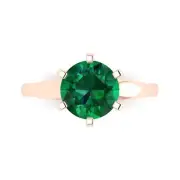 2.5 ct Round Cut Emerald Stone Wedding Classic Engagement Ring 14k Rose Gold
