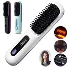 Cordless Rechargeable Portable Hair Straightener Brush Hair Iron Quick Heating