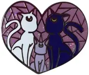 Moon Cats Luna Artemis Diana White Black Love Heart Anime Manga 1.25" Enamel Pin Badge by Pinstant, 1.25 Inches wide, Enamel, enamel