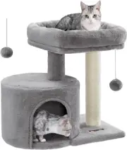 19" Cat Tree Tower Condo Small Spaces Sturdy Scratching Post Indoor Kitten Bed