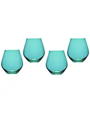 Godinger Meridian Stemless Teal Wine Glasses (Set Of 4)