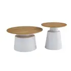 Raimon Furniture Sunny Wooden Top Metal Base Round Nesting Coffee Table Set Oak