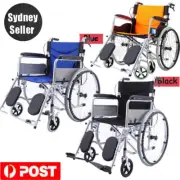 24'' Foldable Lightweight Medical Wheelchair Footrest Backrest Transport Fold AU