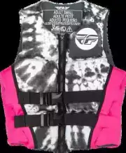 Fly Neon Pink White and Black Neoprene Life Jacket Flotation Vest Womens Medium