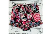 Ladies PJS Woven Frill Sleep Shorts Pyjamas Black Printed (1078)