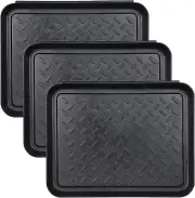 Set of 3 Square Boot Tray, Plastic Utility Shoe Mat Tray for Entryway Indoor an
