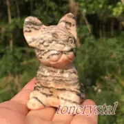 2" Natural Tiger Skin Stone Dog Skull Carved Quartz Crystal Skull Healing 1pc