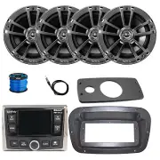 JBL Marine Radio, 4x 6.5" 225W Chrome Speakers w/ANT,Wire,Spa Bezel, Adapter