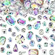 320 Pieces Sew on Rhinestone Sew Crystals Acrylic Gems Sewing Claw Rhinestone Flatback Gemstones with Hole Silver Prong in Mix Shape Mixed Size for DIY Crafts Clothes Shoes Bag Decoration (Crystal AB)