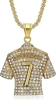 Kalapure Ronaldo Jersey Number 7 Pendant Necklace for Men, Ronaldo Jersey Kids for Necklace, No.7 Soccer Jersey Necklace, Ronaldo Football Chain Necklaces for Boys