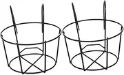 YARNOW Deck Railing Planter Boxes Round Hanging Flower Stands 2pcs Metal Plant Pot Holders for Balcony Outdoor Garden Decor