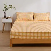 Dreamaker Micro Flannel Grid Combo Fitted Sheet Set - Chai