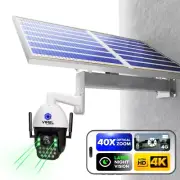 4G Solar Security Camera 40X Zoom 4K SIM Card Outdoor Battery Construction Site