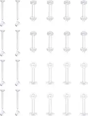 [MODRSA] Clear Earrings for Sports - 16g Plastic Cartilage Stud, Helix Tragus Earring, Medusa Monroe Piercing Retainer, Lip Rings Labret Retainers for Work Surgery