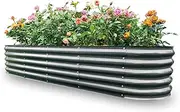 Gardmax Raised Garden Bed Outdoor Metal Planter Box for Vegetables/Herbs/Flowers, Durable Galvanized Steel Elevated Garden Bed with Open Base Drainage, Easy Assembly for Backyard, Patio, Small Spaces