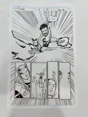 Aaron Kuder Original Art Thor 8 Page 8 Iron Man With Hammer Tony Stark Splash