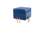 Storage Ottoman Foot Stool Cube Tuffet Seat 45cm PU Leather BLUE