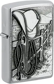 ZIPPO Resting Cowboy Brushed Chrome Lighter